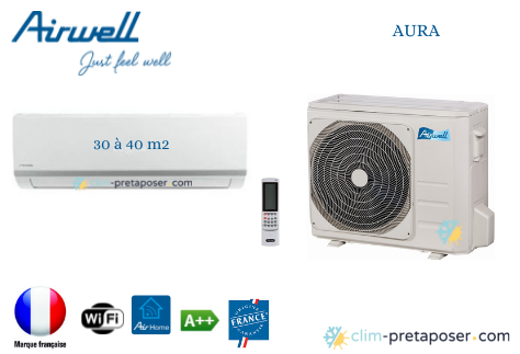 Climatisation réversible mono split AIRWELL AURA HDLE-035N-09M25-YDAE-035R-09M25