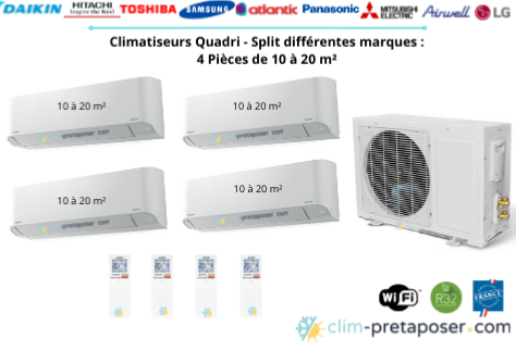 Climatiseur quadri split pour 4 pices de 10  20 m par pice