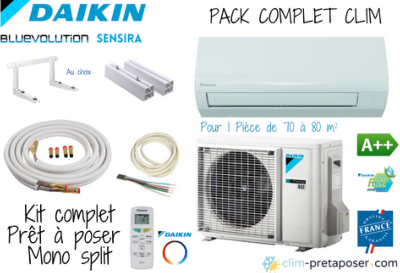 Pack complet clim prêt à poser mono split DAIKIN FTXF71A-RXF71A