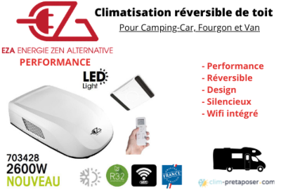Climatisation réversible de toit pour Camping-Car EZACLIM Performance Blanc 2600W - 703428