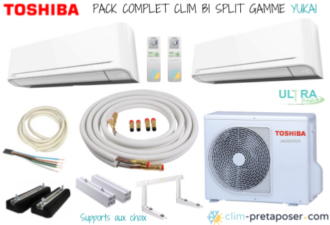 Pack de climatisation bi split prte  poser TOSHIBA Yukai