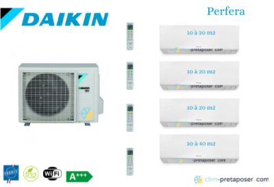 Climatiseur quadri split DAIKIN PERFERA 4MXM80A9-3x FTXM20R-1x FTXM35R- PERFERA