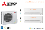 Climatiseur réversible bi-split Mural Compact Mitsubishi MXZ-2F42VF3-2XMSZ-AP25VGK