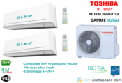 Climatisation réversible YUKAI TOSHIBA bi split RAS-2M18U2AVG-E-RAS-10E2KVG-E-RAS-13E2KVG-E-