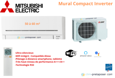 Climatiseur réversible MITSUBISHI Gamme Mural Compact MSZ-AY50VGK-MUZ-AY50VG