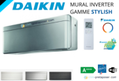 Climatisation réversible DAIKIN FTXA25BS-RXA25A9 STYLISH Coloris Argent