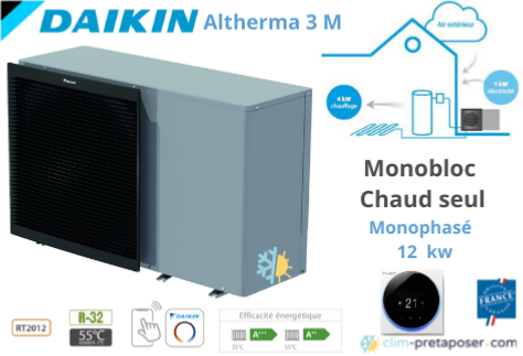 Pompe à chaleur AIR EAU Monobloc DAIKIN ALTHERMA 3 M Chaud seul Monophasé EDLA 14D3V3