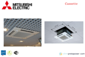 Climatiseur Bi-Cassette 4 voies 600x600 Mitsubishi-MXZ-2F33VF3-2xSLZM25FA-Sous façades et télécommandes comprises