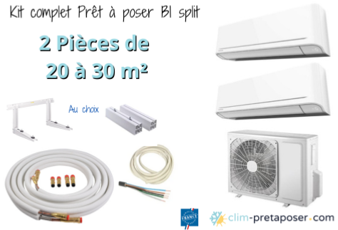 Pack complet clim bi split prt  poser 2 Pices de 20  30 m