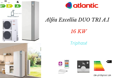 Pompe à chaleur Air Eau ATLANTIC ALFEA EXCELLIA HP DUO A.I 16KW TRIPHASE 526325