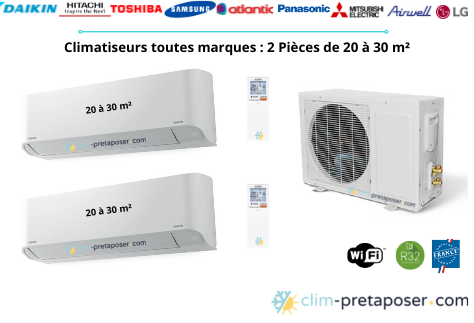 Climatiseur bi split pour 2 pices de 20 m  30 m