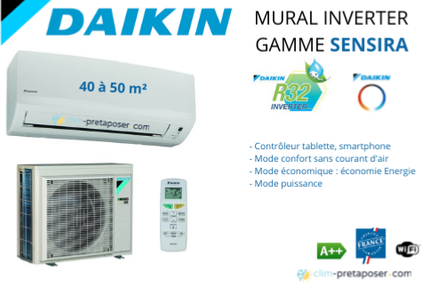 Climatisation réversible DAIKIN FTXF42E-RXF42E-SENSIRA-R32