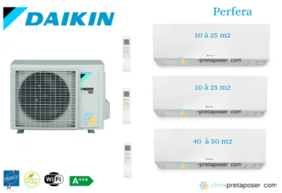 Climatiseur tri split Gamme PERFERA DAIKIN 3MXM68A9 +2x FTXM20R-1x FTXM42R