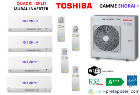 Clim TOSHIBA quadri split SHORAI + RAS-4M27U2AVG-E-4xRAS-B07J2KVSG-E