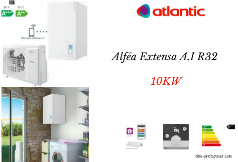 Pompe à chaleur Air Eau ATLANTIC EXTENSA 10 KW  Chauffage seul Maison 150m² Monophasé 526 334