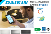 Climatisation réversible DAIKIN FTXA20BS-RXA20A9 STYLISH Coloris Argent