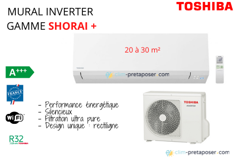 Climatiseur TOSHIBA mono split RAS-10J2AVSG-E-RAS-B10J2KVSG-E-gamme SHORAI +