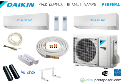 Pack complet prêt à poser PERFERA DAIKIN bi split 2MXM68A9-FTXM25A-FTXM35A