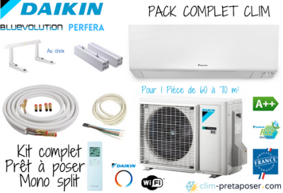 Pack complet clim prêt à poser mono split DAIKIN PERFERA FTXM60R-RXM60R