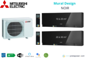 Climatiseur réversible bi split Mural Design Mitsubishi MXZ-2F33VF3-MSZ-EF18VGKB-MSZ-EF25VGKB