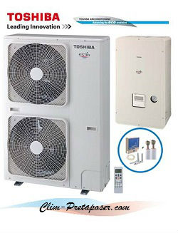 pompe a chaleur air eau estia 1405H8-E basse température bi bloc triphasé 14 KW