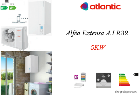 Pompe à chaleur Air Eau ATLANTIC EXTENSA 5 KW  Chauffage seul Maison 80m² Monophasé 526 331