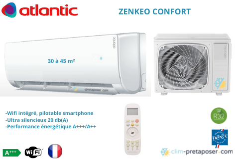 Climatisation ATLANTIC Gamme ZENKEO Confort AS 012 NB-UI -1U-012-NBR-UE