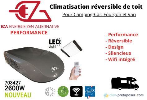 Climatisation rversible de toit pour Camping-Car EZACLIM Performance Gris Anthracite 2600W - 703427