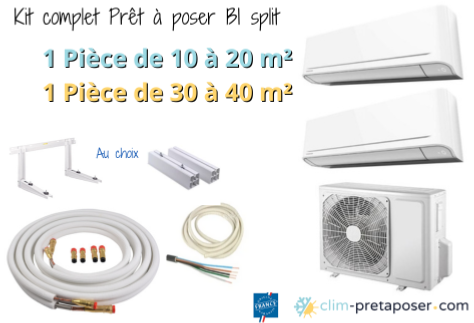 Pack complet clim bi split prt  poser 1 Pice de 10  20 m et de 30  40 m