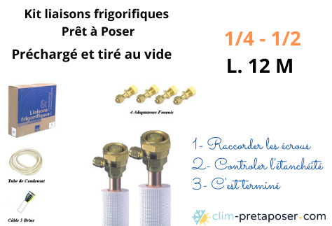 Kit liaisons frigorifiques flares complet préchargé et tiré au vide 12KPS1412