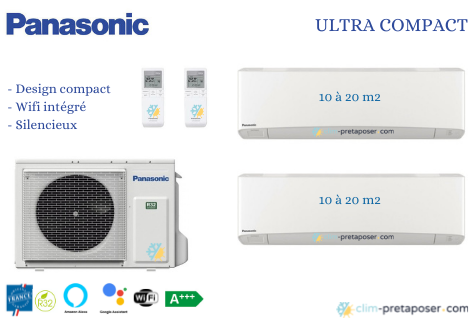 Climatiseur réversible bi split Ultra-compacte CU-2Z35TBE-2XCS-TZ20WKEW PANASONIC