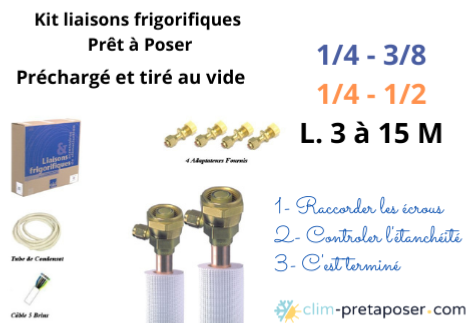 Kit liaisons frigorifiques flares complet prcharg et tir au vide 3/8-5/8-1/4-1/2-1/4-3/8 -  EID
