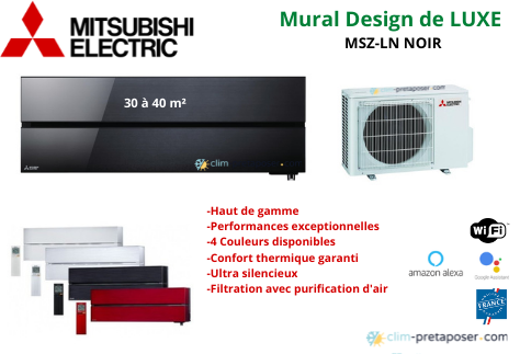 Climatisation réversible MITSUBISHI Gamme Design de Luxe MSZ-LN35VG2B-MUZ-LN35VGHZ2-Noir