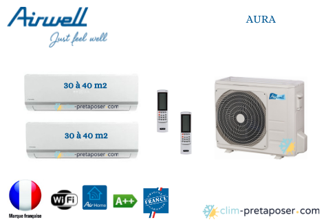 Clim réversible Bi-split AIRWELL YDZC218-2xAW-HDLW012-N91