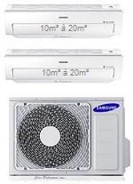climatiseur réversible prêt à poser avec deux unités intérieures