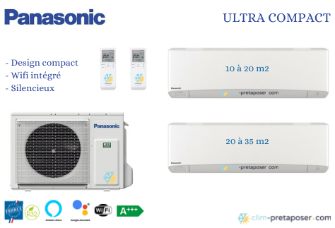 Climatiseur réversible Ultra-compacte CU-2Z50TBE-CS-MTZ16WKE-CS-TZ35WKEW PANASONIC