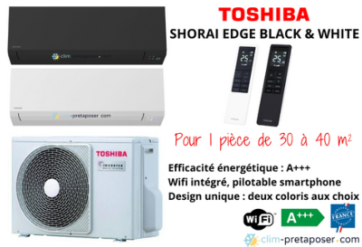 Climatisation réversible monosplit TOSHIBA SHORAI EDGE BLACK ET WHITE RAS-13J2AVSG-E1-RAS-B13G3KVSGB-E Noire ou RAS-13J2AVSG-E1-RAS-B13G3KVSG-E Blanche