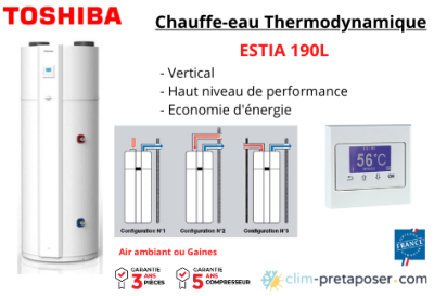 Chauffe Eau Thermodynamique Toshiba ECS Estia 190 litres