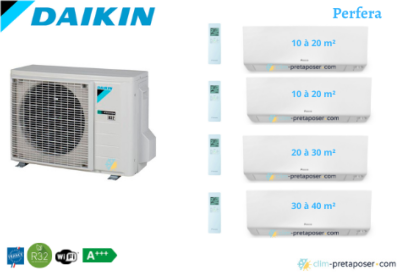 Climatiseur quadri split DAIKIN PERFERA 4MXM80A9-2xFTXM20R-1xFTXM25R-1xFTXM35R