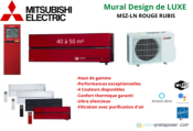 Climatisation réversible MITSUBISHI Gamme Design de Luxe MSZ-LN50VG2R-MUZ-LN25VGHZ2-Rubis Rouge