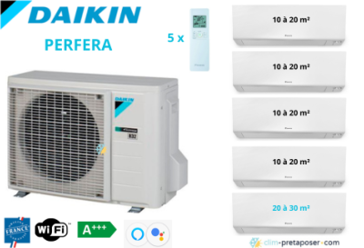 Climatisation Penta split DAIKIN PERFERA 5MXM90A9- 4xCTXM15A+ FTXM25A