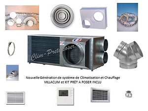 Climatisation Réversible Prêt à poser 4.8Kw 2 à 4 pièces complet