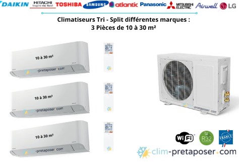 Climatiseur tri-split pour 3 pices de 10 m  30 m