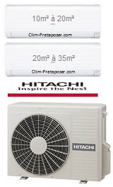 pompe à chaleur air air bi split HITACHI TAKAI RAM-53NP2E-RAK-18QXE-RAK-25RXE