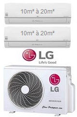 climatiseur réversible bi split LG-MU2R15-UL0-2XPC09SQ.NSJ-Pour 2 pièces de 10 m² à 20 m²