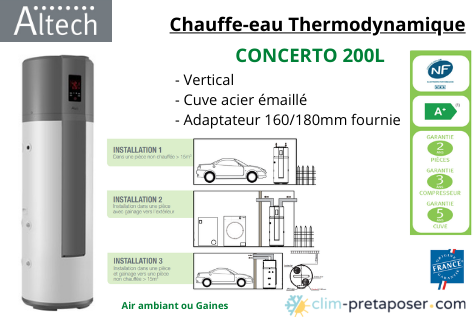 Chauffe-eau thermodynamique Égéo vertical sur socle 200L - Chauffe-eau  thermodynamique - Chauffe-eau