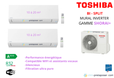 Climatiseur bi split SHORAI Toshiba 2x-RAS-B07J2KVSG-E RAS-2M10U2AVG-E -  