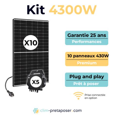 Kit 10 Panneaux Solaires Plug And Play Longi Solar Puissance 4300W