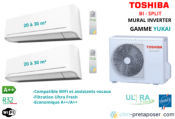 Climatisation réversible YUKAI TOSHIBA bi split RAS-2M14G3AVG-E-2xRAS-B10E2KVG-E-