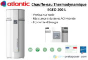 Chauffe eau thermodynamique 200 L Atlantic EGEO
